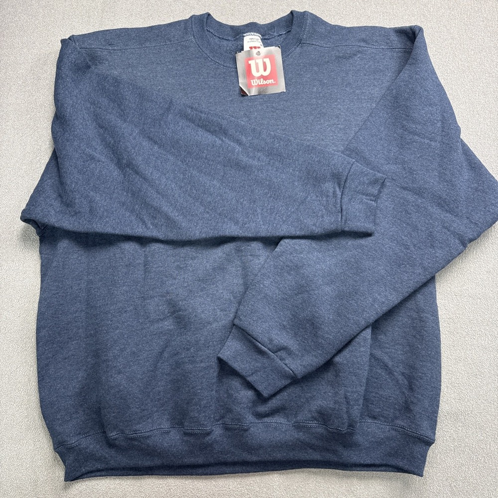 Y2K Wilson Sweatshirt Mens 2XL Blue Navy Blank Heavyweight 90s Crewneck